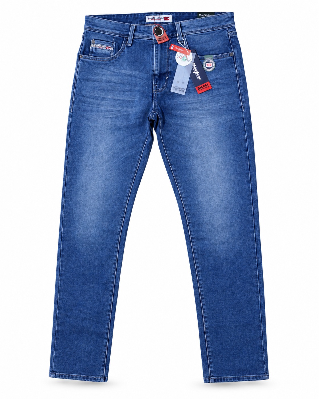 Premium Diesel Men's Regular Straight Jeans – Medium Blue Wash